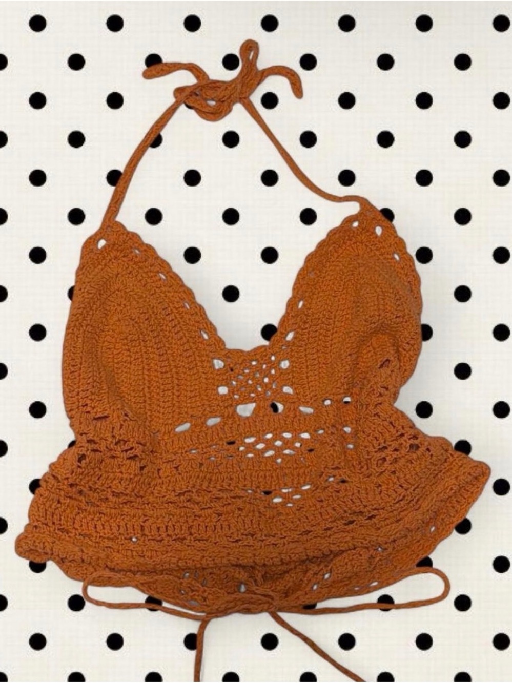 Handmade Crochet Halter Top - Rust